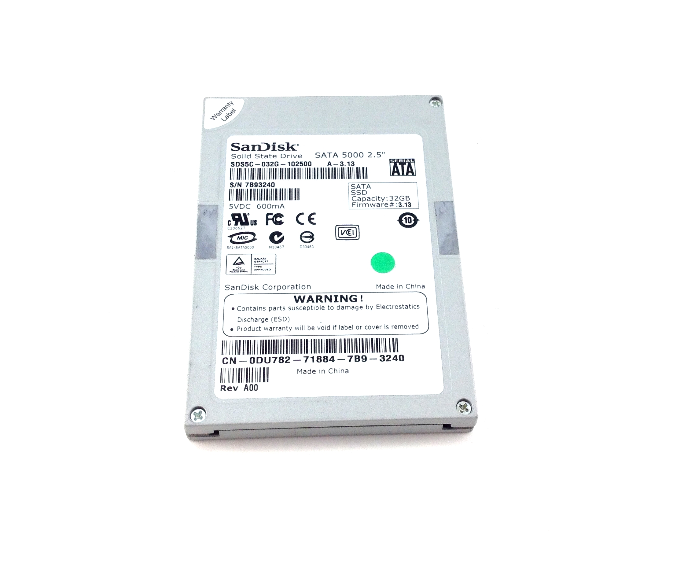 Dell 32GB 1.5Gbps 2.5 Mlc Solid State Drive SSD (DU782)