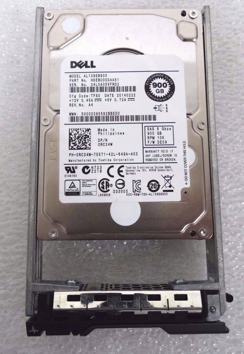 Dell Enterpise 900GB 10K 6Gbps SAS  2.5'' HDD Hard Drive (RC34W)