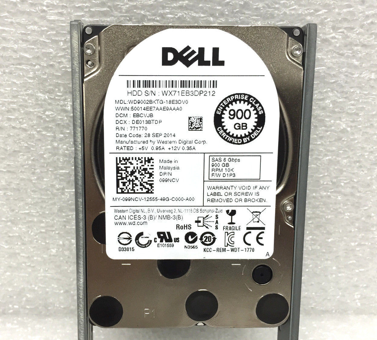 Dell 900GB 10K 6Gbps SAS 2.5'' Hard Drive (WD9002BKTG-18E3DV0)