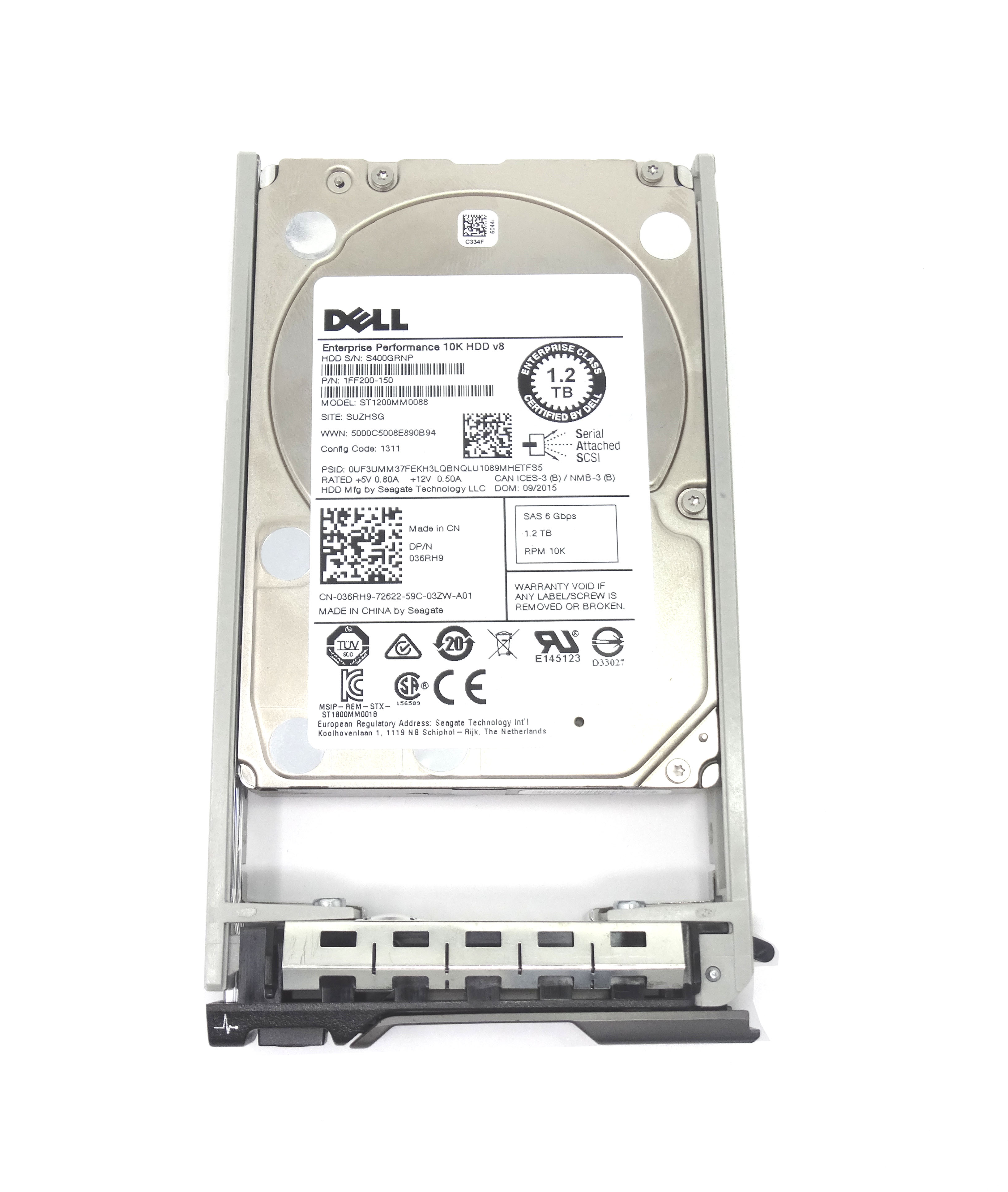 Dell Enterprise 1.2TB 10K 6Gbps SAS 2.5'' Hard Drive w/ Tray ST1200MM0088 (36RH9)