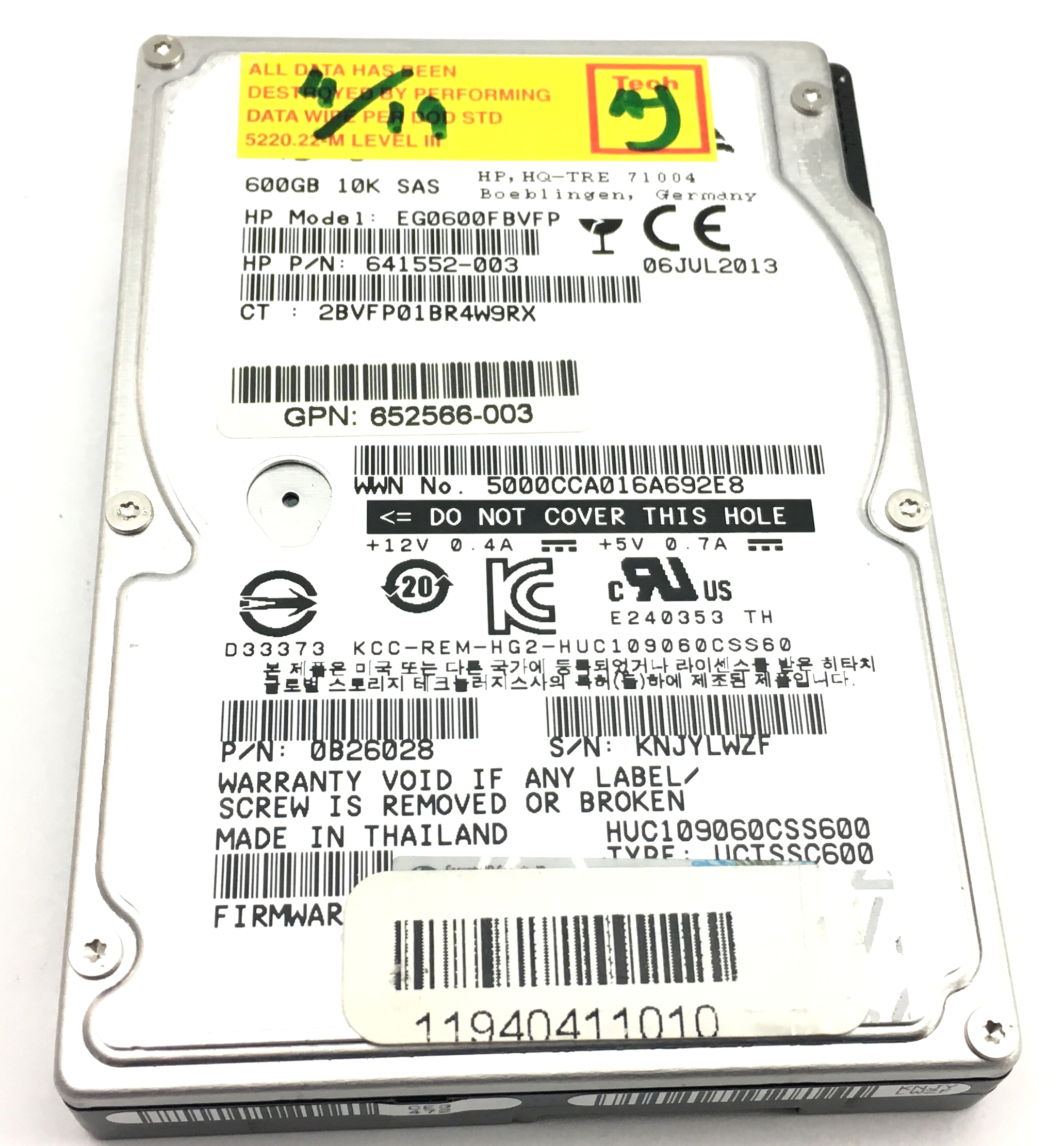 HP 600GB 10K 6Gbps SAS 2.5'' Hard Drive (641552-003)