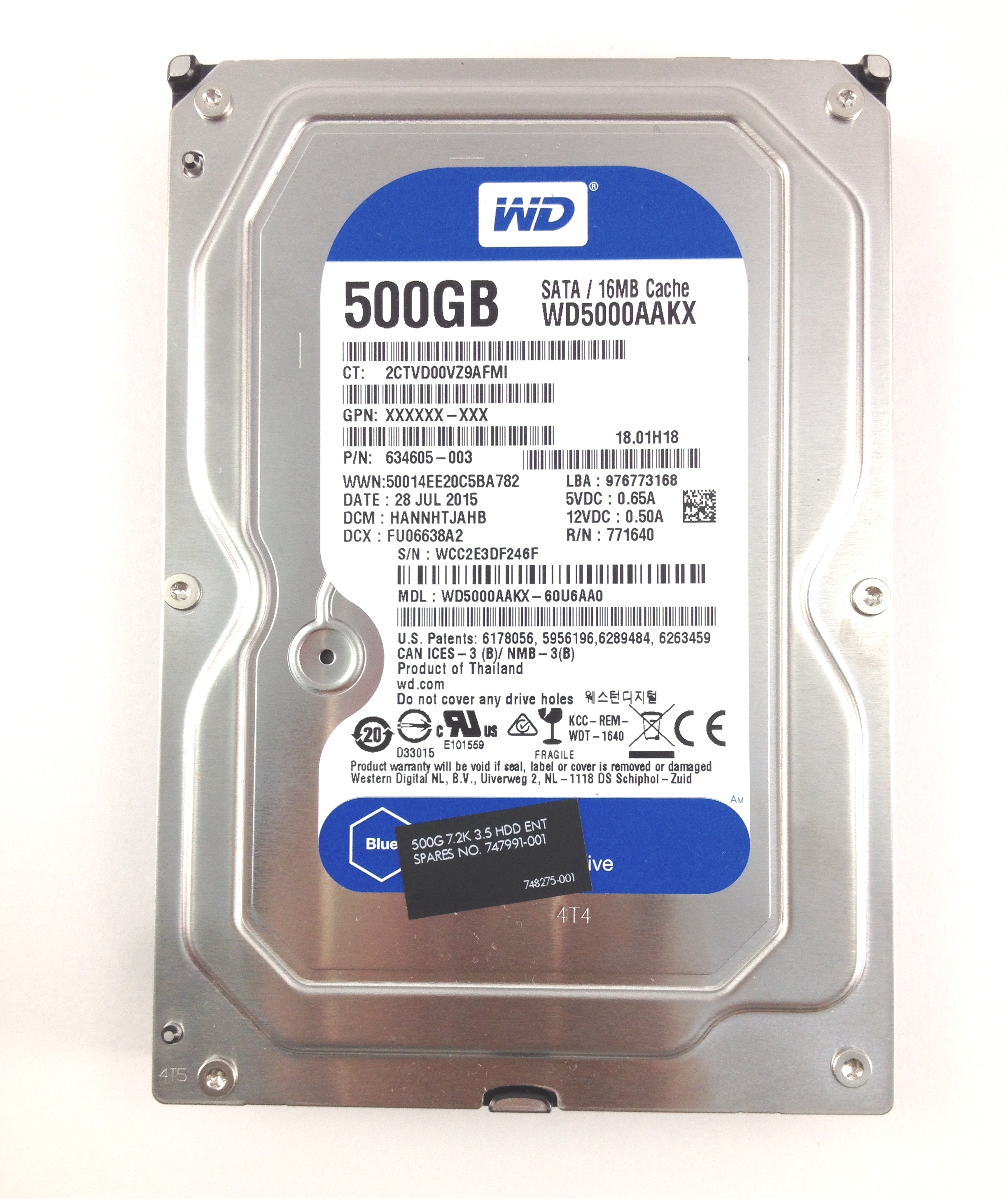 HP 500GB SATA 3GB/S HARD DRIVE - 7200 RPM 3.5-IN FF (747991-001)