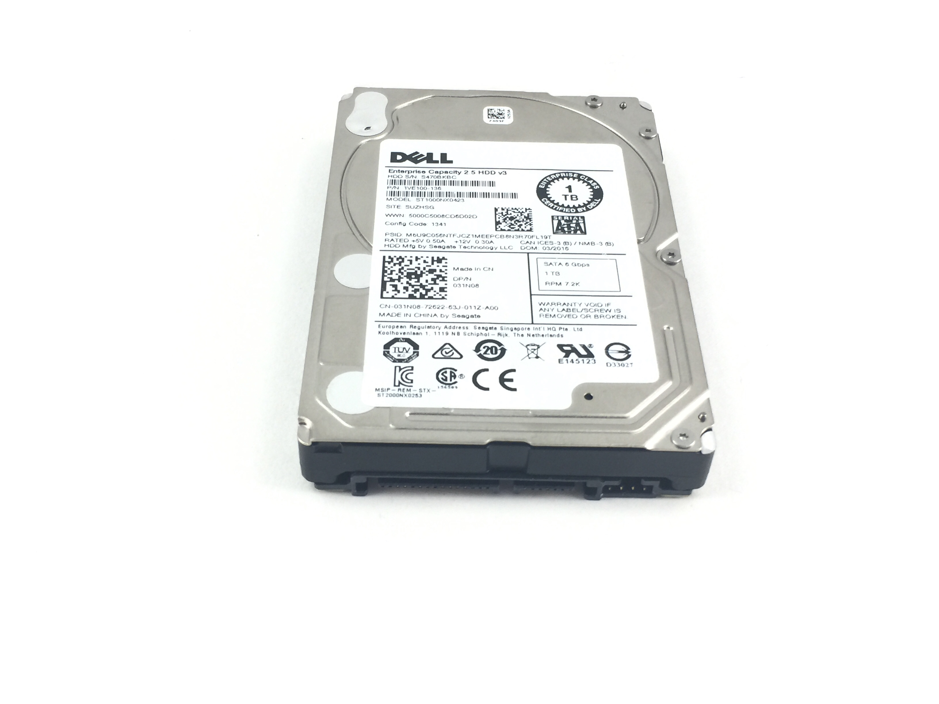 Dell 1TB 7.2K 6Gbps SATA 2.5'' Hard Drive (31N08)