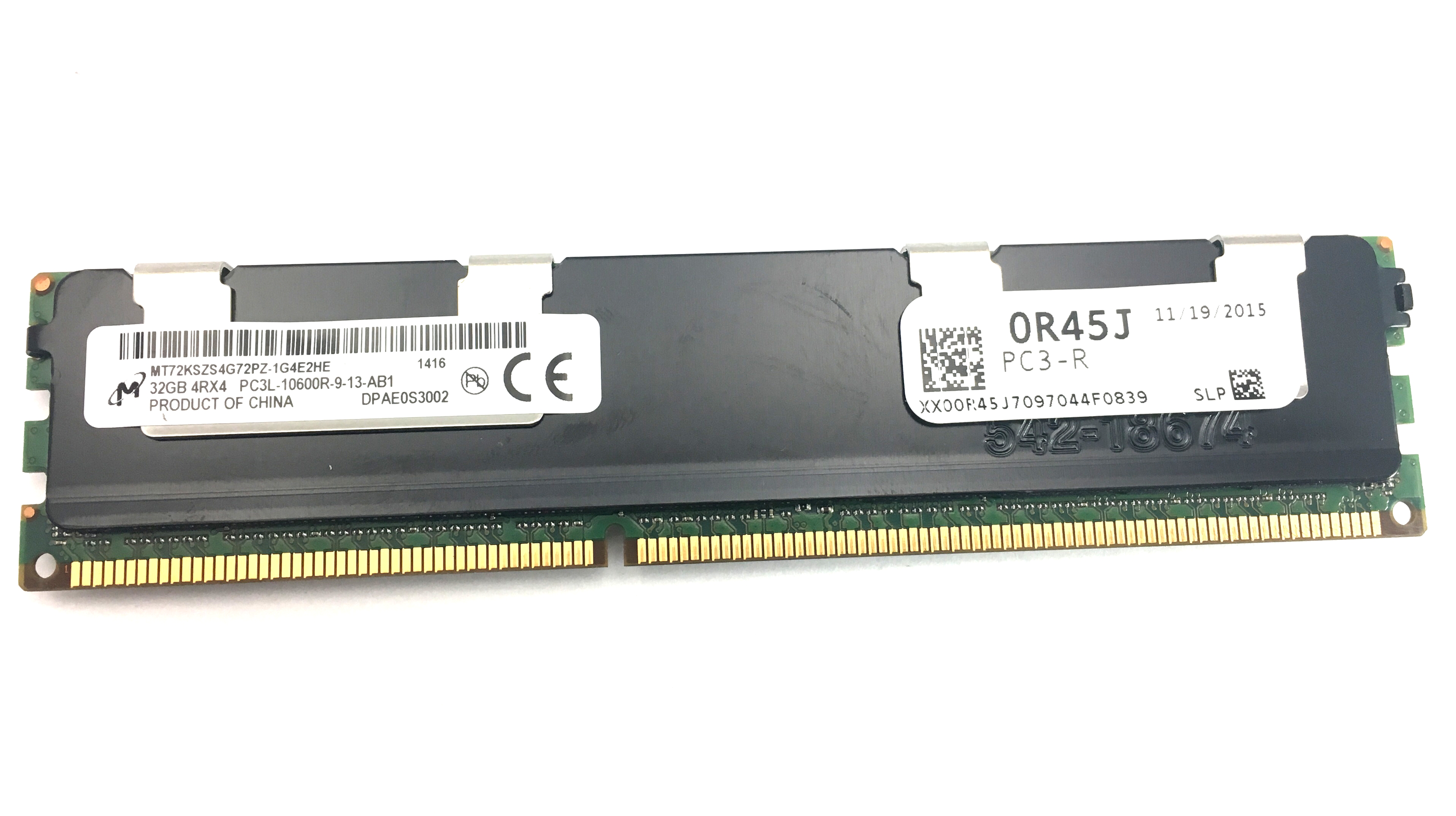 Micron 32GB 4Rx4 PC3L 10600R DDR3-1333MHz ECC Registered Memory (MT72KSZS4G72PZ-1G4E)