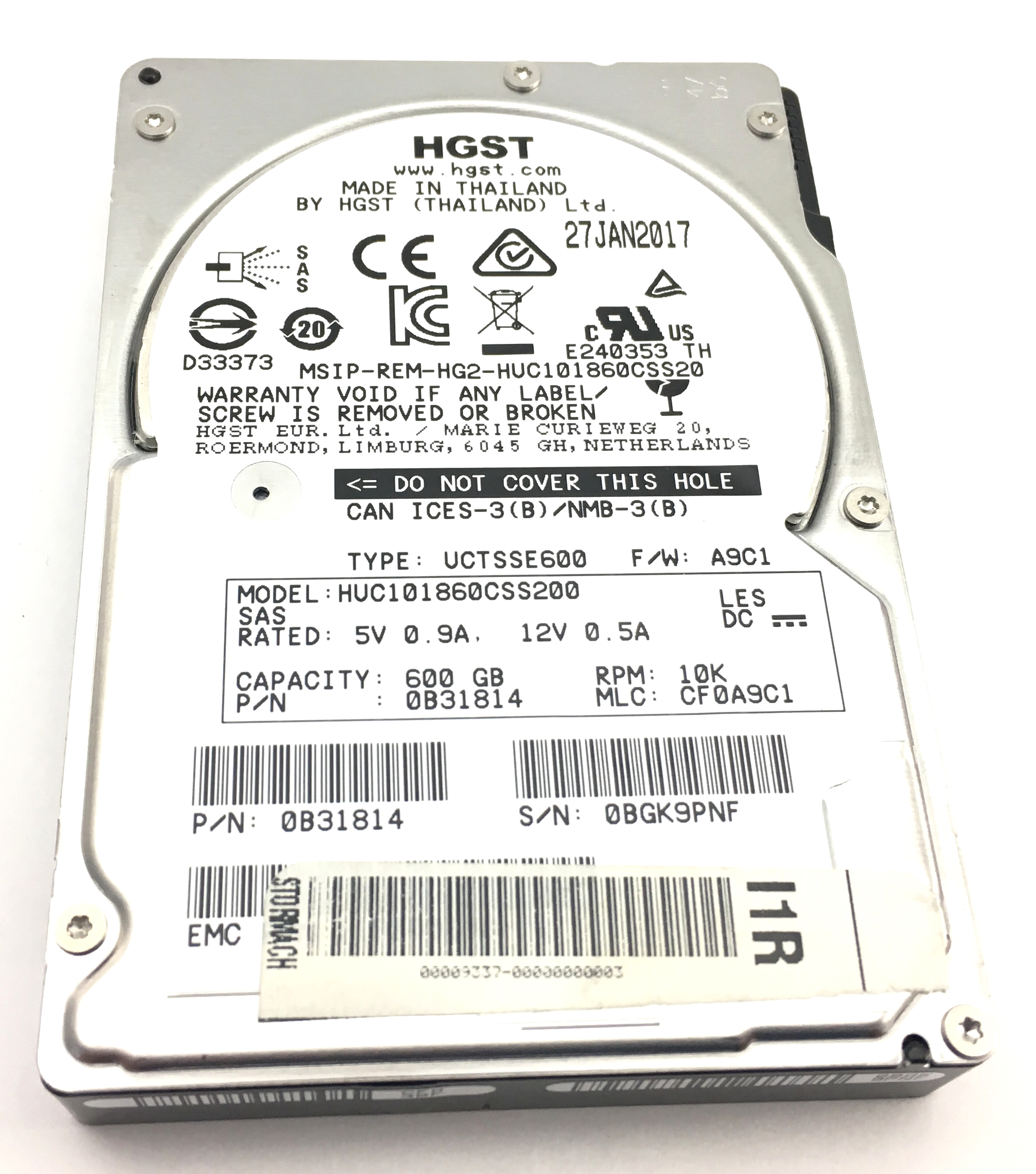 HGST 600GB 10K 12GBPS SAS 2.5'' Hard Drive (HUC101860CSS200)