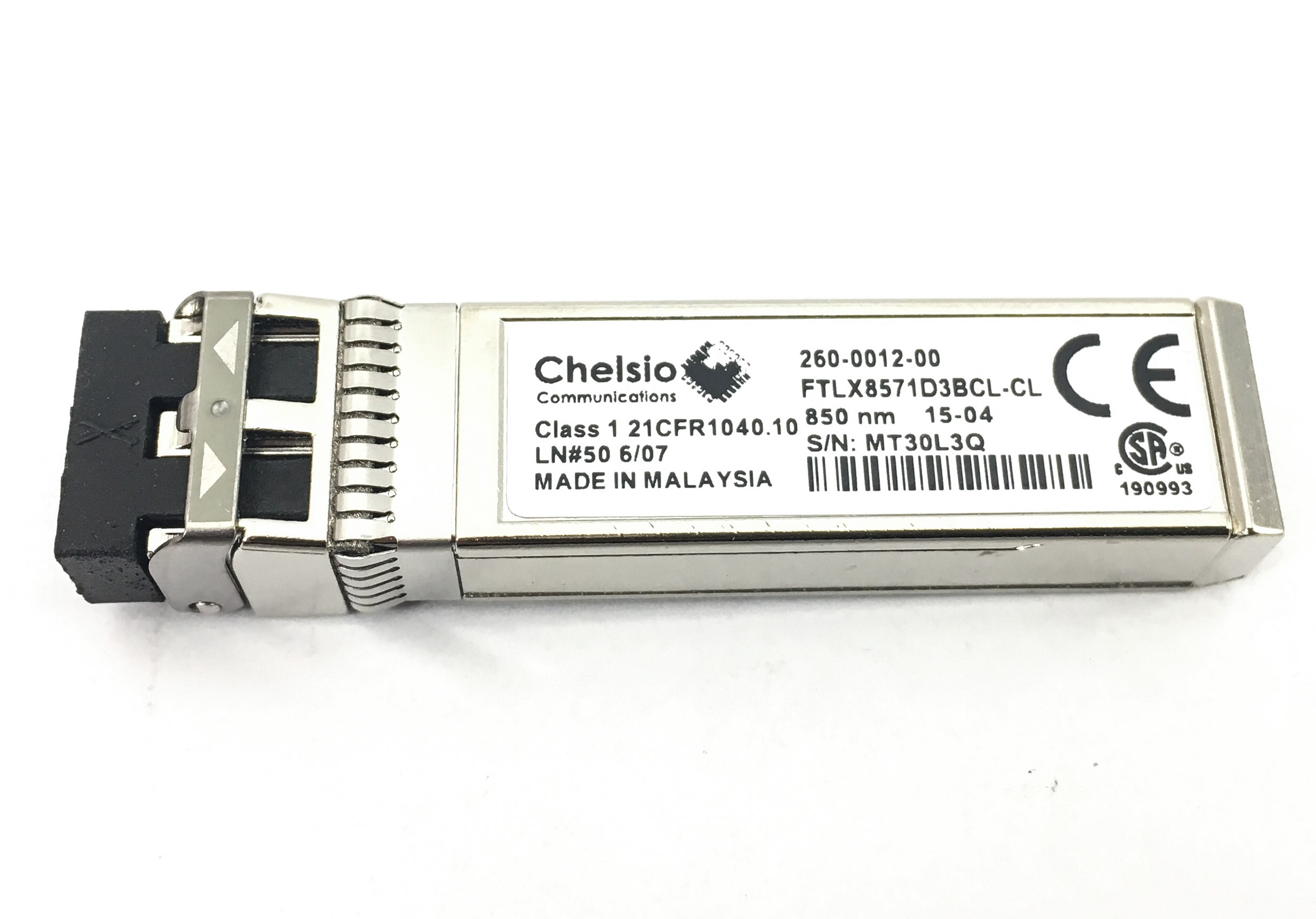 Chelsio Finsair 10GBPS 850NM Multimode Datacom SFP+ Transceiver (FTLX8571D3BCL-CL)