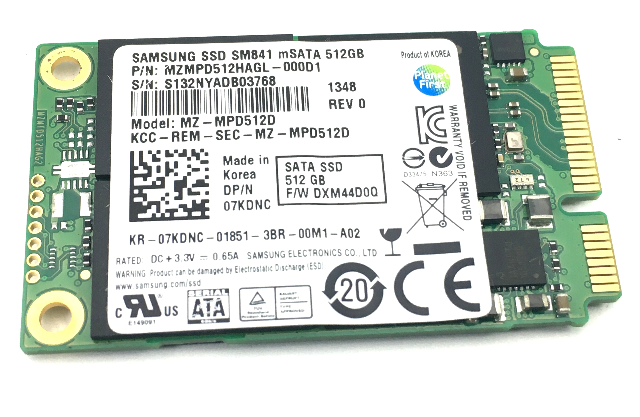 Dell Samsung SSD Sm841 512Gb MSATA Solid State Drive (7KDNC)