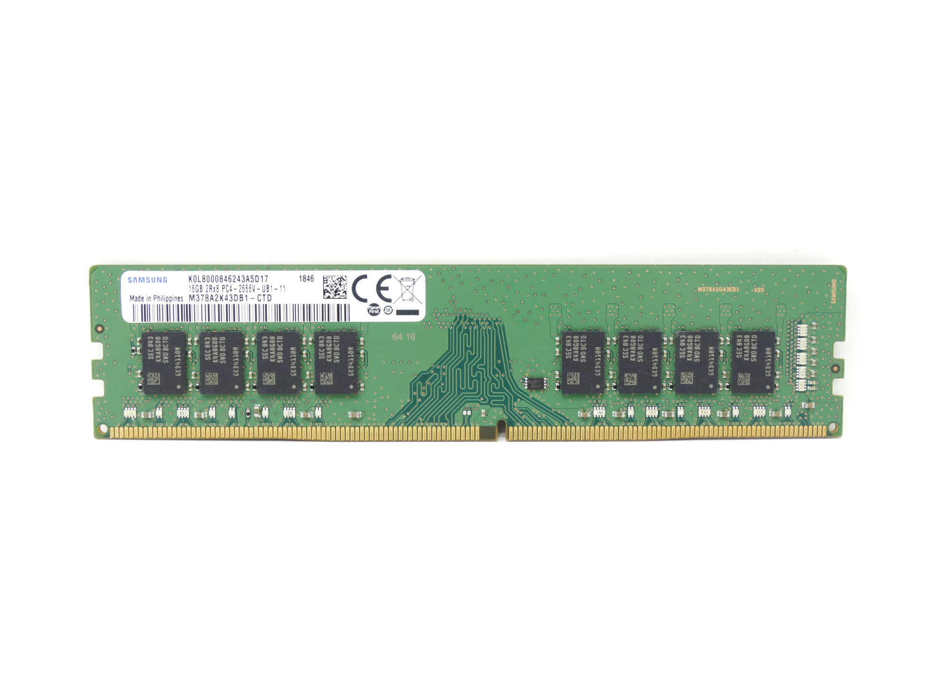 Samsung 16GB 2Rx8 PC4-21300 DDR4 2666MHz Non-ECC Unbuffered Memory (M378A2K43DB1-CTD)