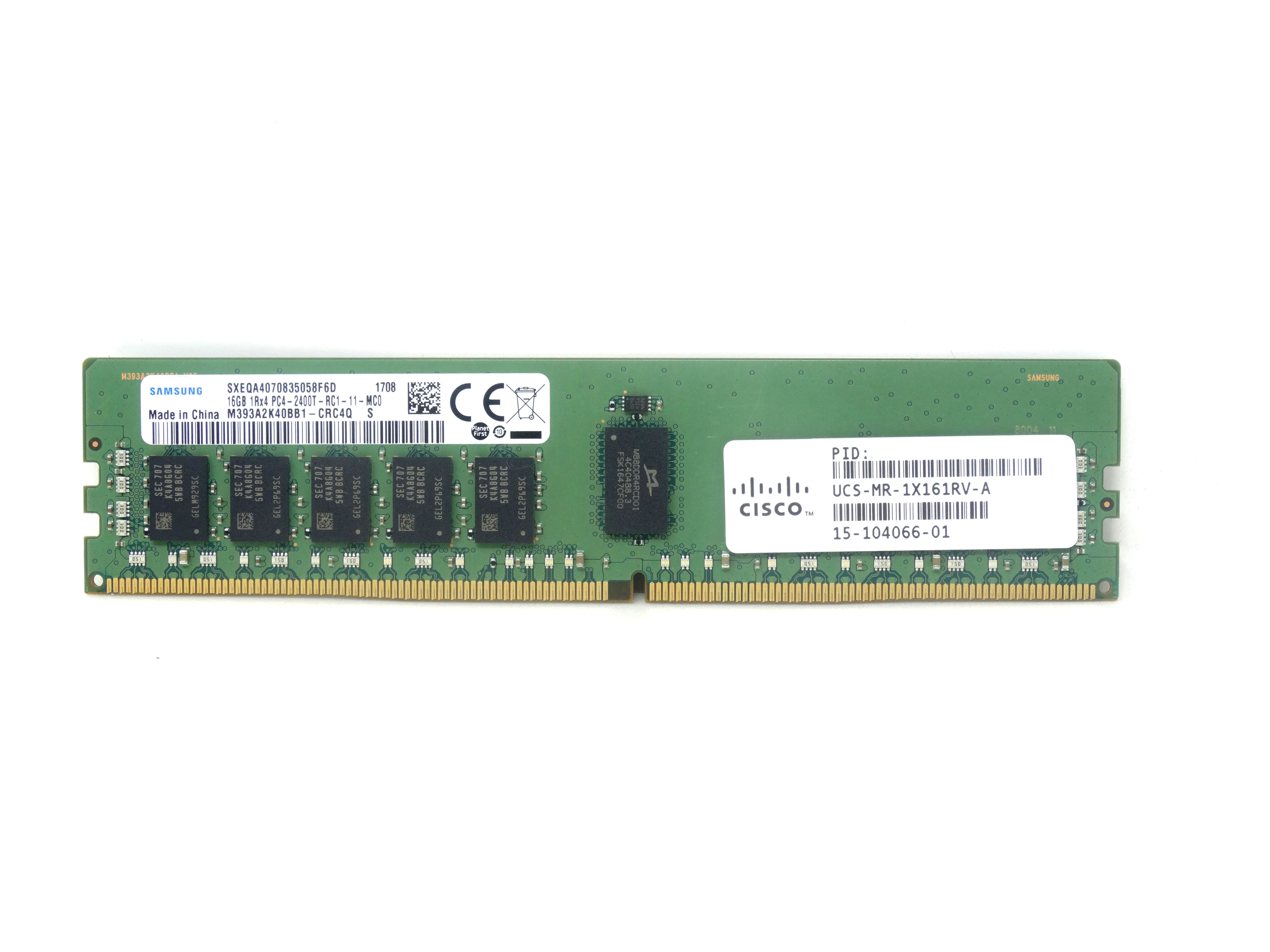 Cisco 16GB 1Rx4 PC4 2400T DDR4-19200 ECC Registered Memory (UCS-MR-1X161RV-G)