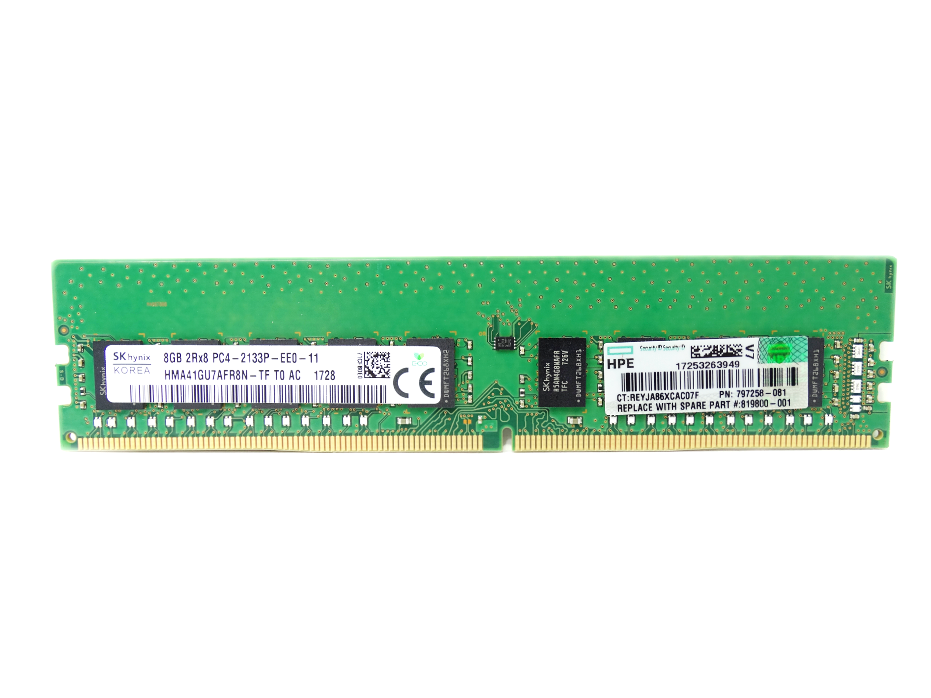 HP 8GB 2Rx8 PC4-2133P-E DDR4 Unbuffered ECC Unregistered Memory (819800-001)