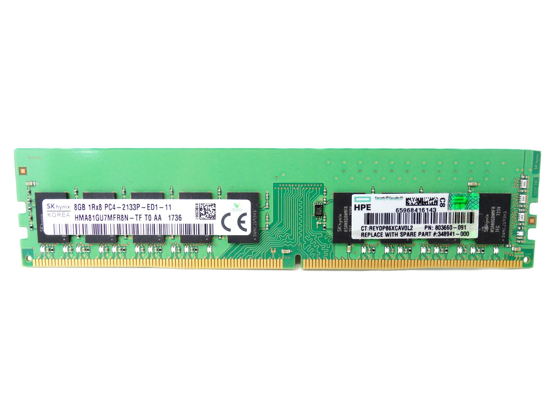 HP 8GB 1Rx8 PC4-2133P-E DDR4 Unbuffered ECC Unregistered Memory (803660-091)