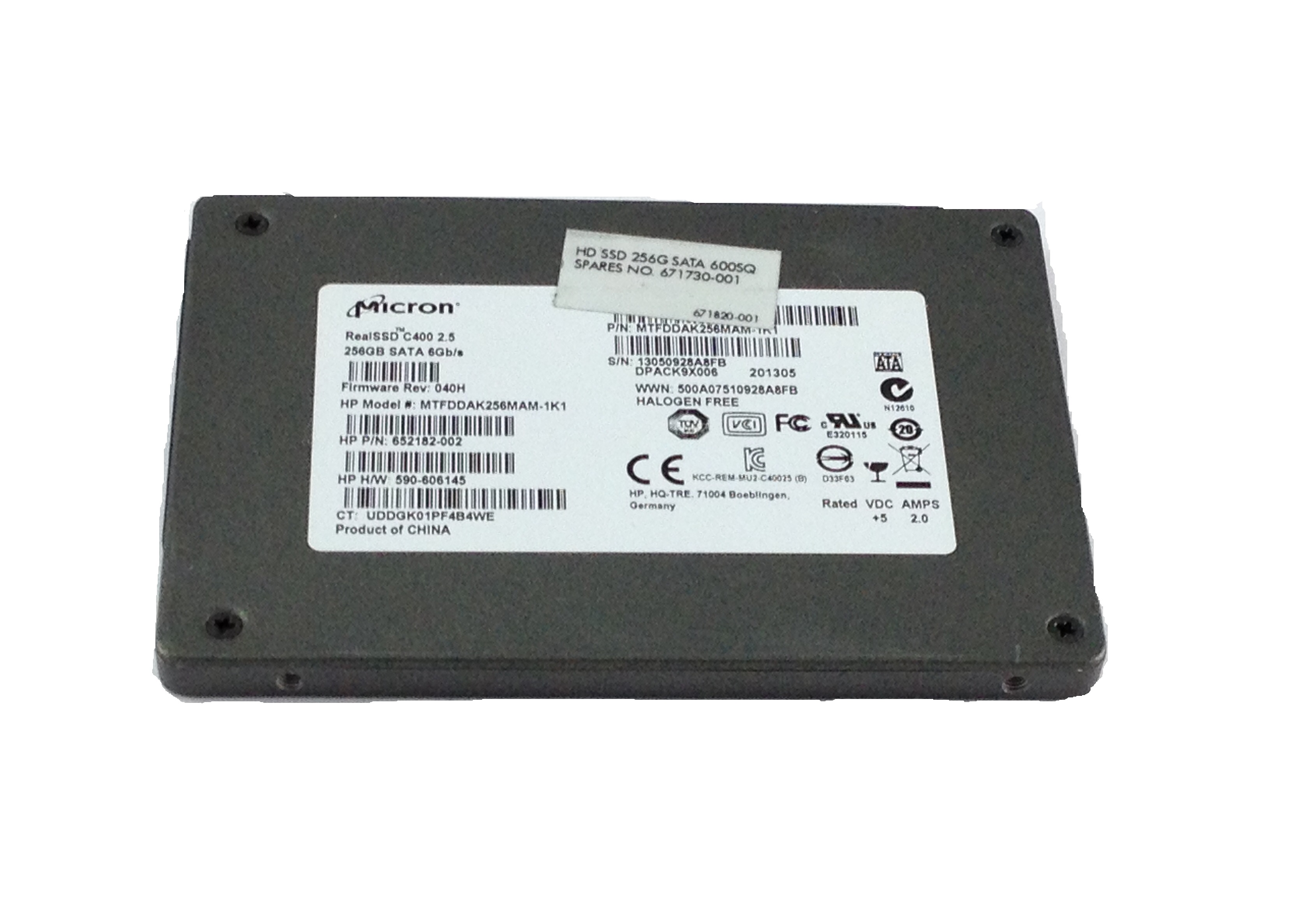 HP Micron M600 256GB 6Gb/s SATA 2.5'' SSD Solid State Drive (671730-001)